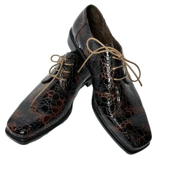 VTG Zoot Suit Faux Alligator Oxford Formal Dark Brown Dress Shoe Rare OOAK NWOT - Picture 10 of 14